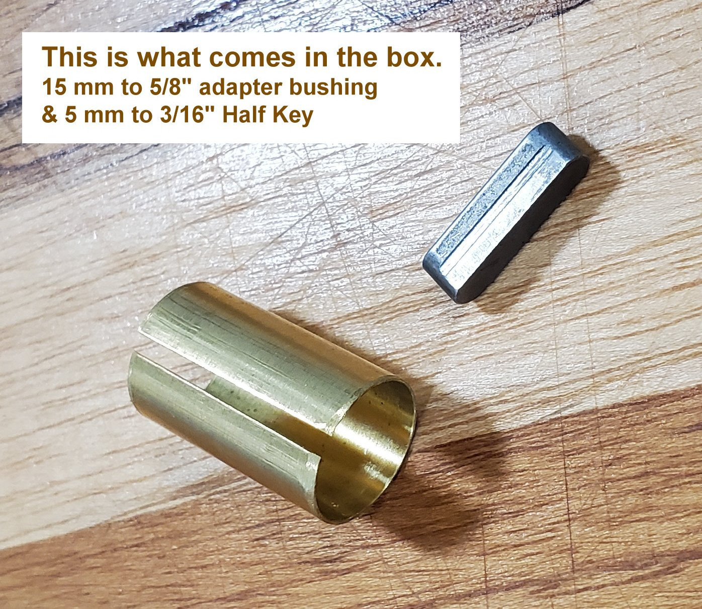 15 mm to 5/8" Shaft Adapter Bore Reducer Sleeve Bushing with 5 mm to 3/16" Key gallery
