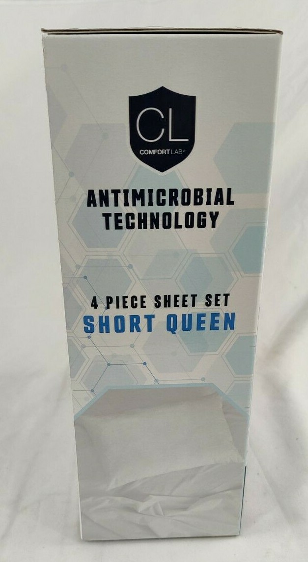 4 Piece Short Queen White Antibacterial Sheet Set RV Camper Microfiber Pillow gallery