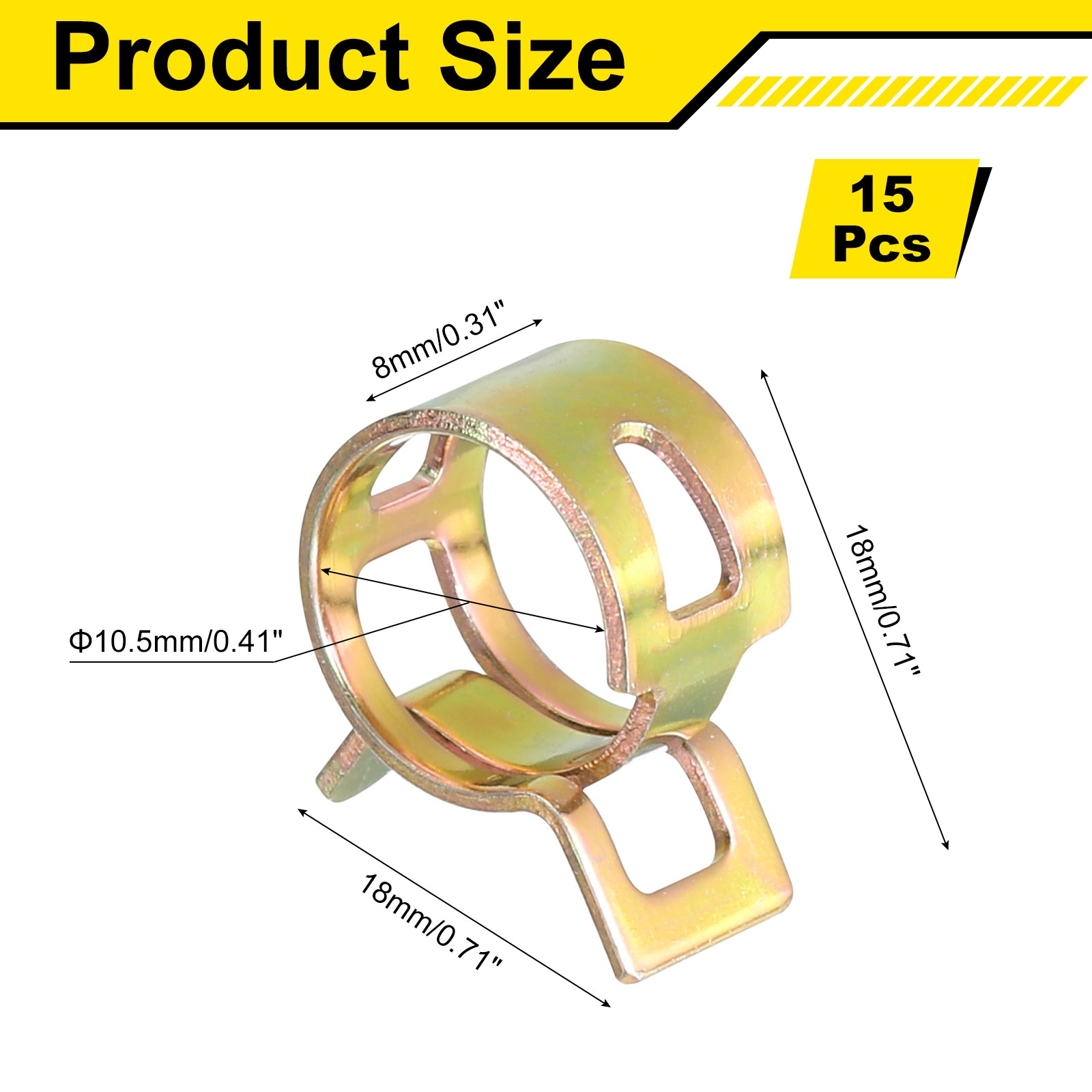 10.5mm Spring Band Action Fuel/Silicone Vacuum Pipe Clamp, Color Zinc gallery