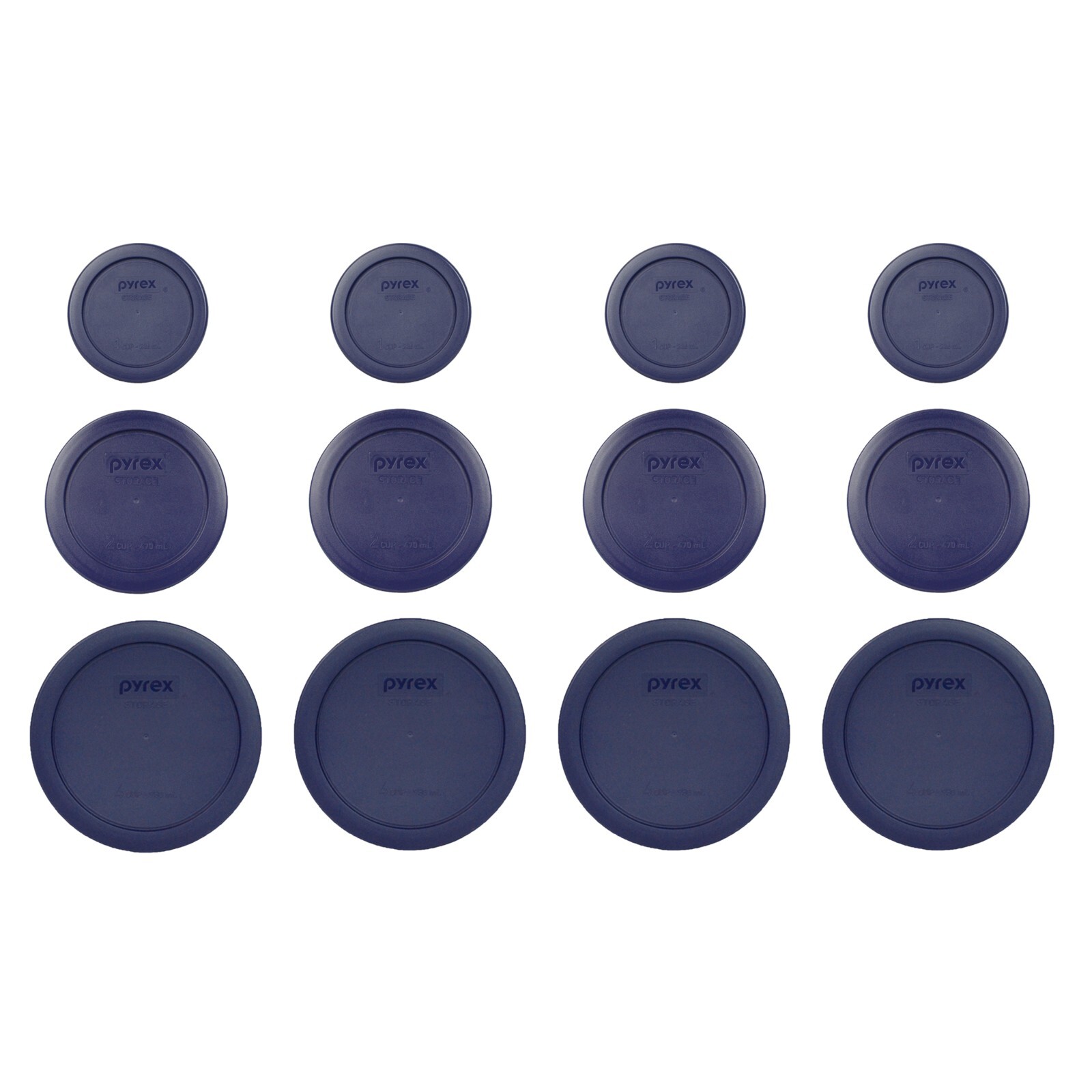 Pyrex (4) 7200-PC (4) 7201-PC (4) 7202-PC Blue Plastic Storage Lid Cover Set 4PK gallery