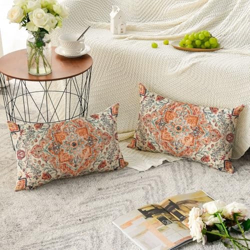 Boho Throw Pillow Covers, 12 x 20 Inch Bohemia 20" x 12" (Pack of 2) Orange gallery
