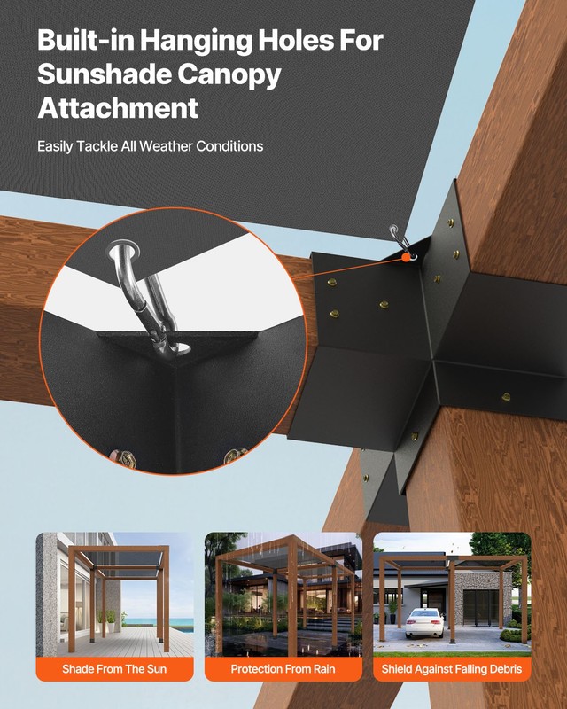 VEVOR 6x6" Pergola Bracket Kit Inner 5.5x5.5 4-Way Woodworks DIY Post 2 pcs gallery