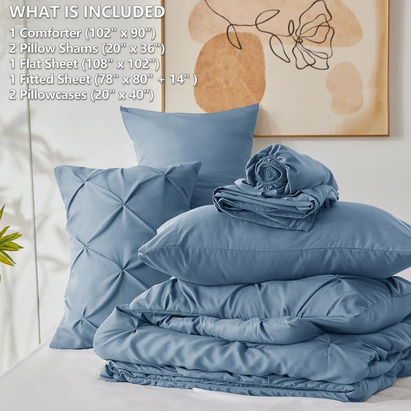 CozyLux King Size Comforter Set Grayish Blue, 7 Pieces King, Blue gallery