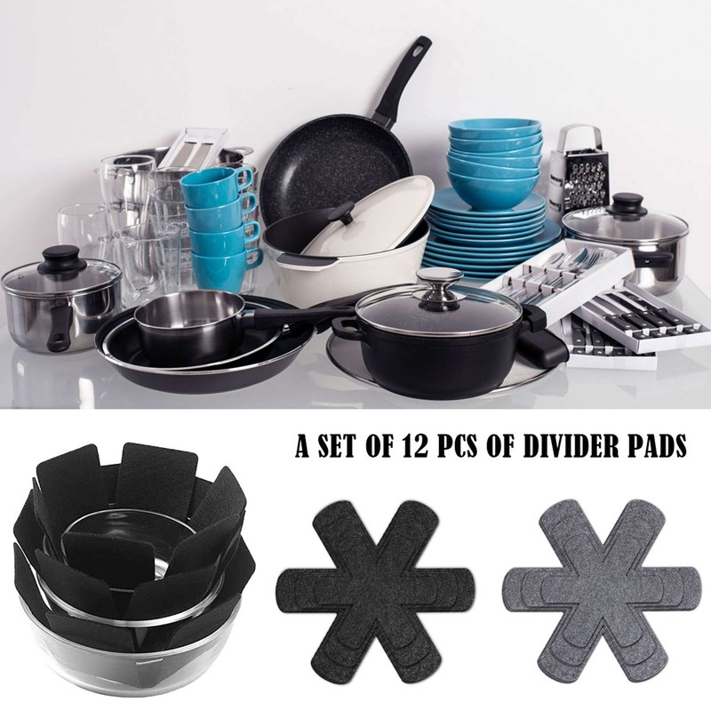 12pcs Pan Pot Protectors Prevent Scratching Stick Pads 3 Sizes Dividers Cookware gallery