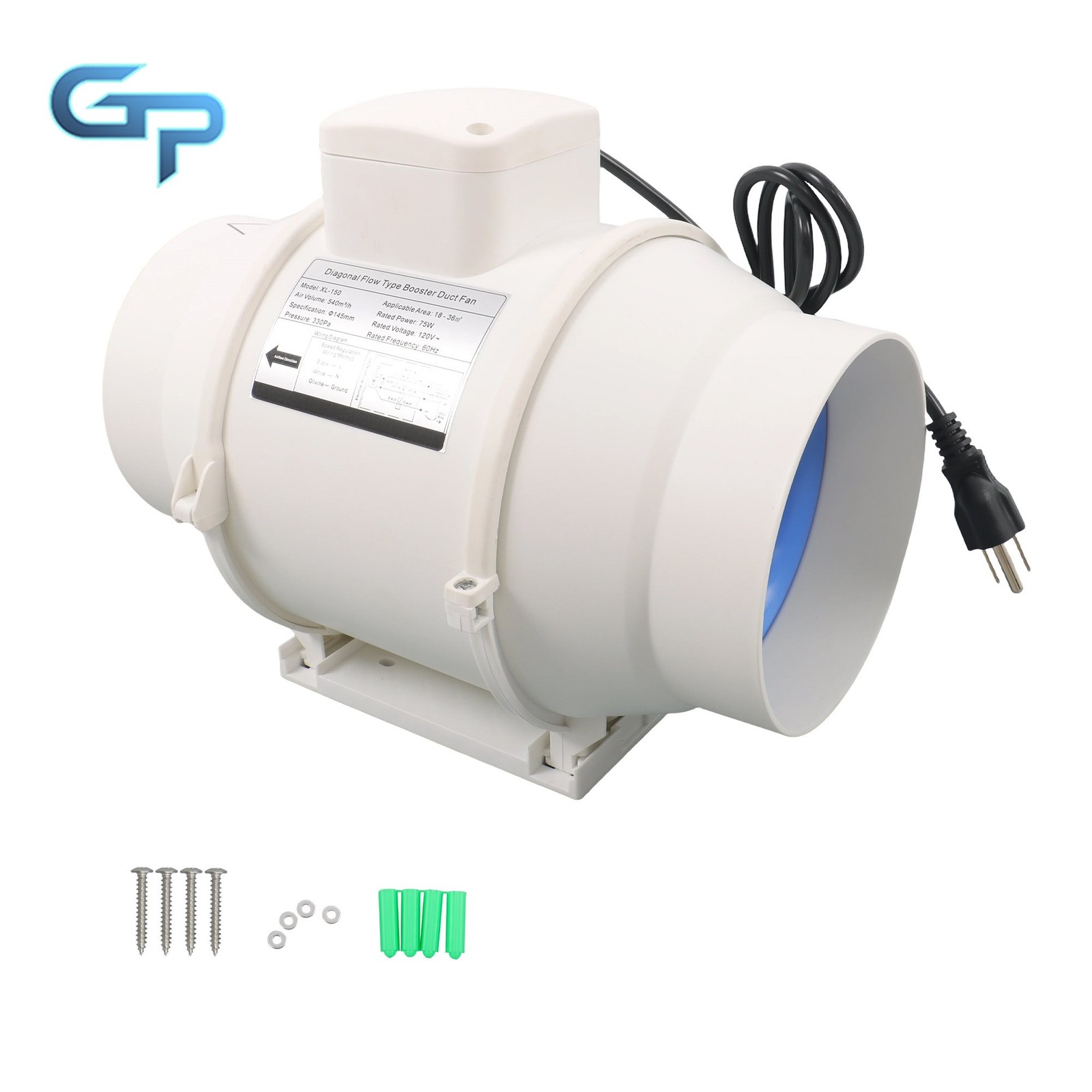 6 Inch Inline Duct Fan 400 CFM Pipeline Pressurization Ventilation Exhaust Fan gallery