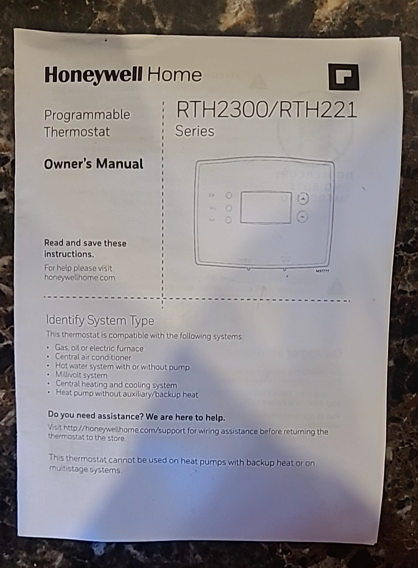 Honeywell 1-Week Programmable Thermostat (RTH221B1039)*401-8(MISSING PARTS) gallery