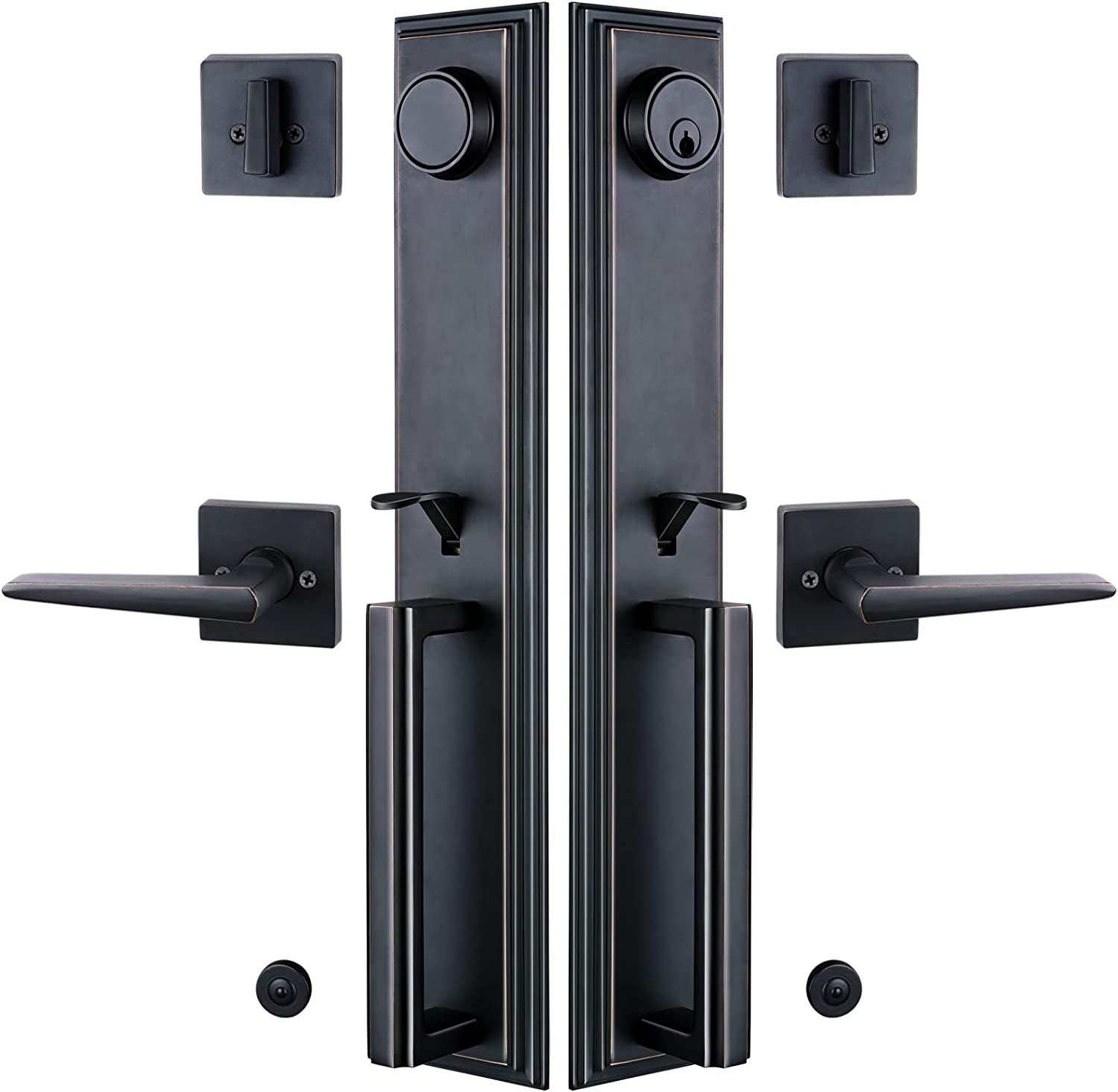 Double Door Handle Heavy Duty Front Door Lock Set with Lever & 2 Keyed Alike gallery