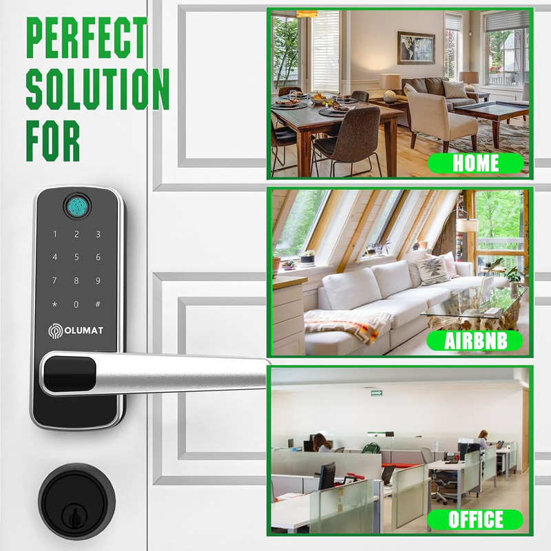 Keyless Smart Door Lock with Handle WiFi Gateway Keypad Fingerprint Entry gallery