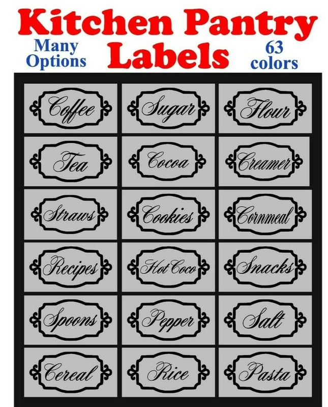 Custom Kitchen Canister label Set Vinyl Decal 63 Colors (Qty 4- see description) gallery