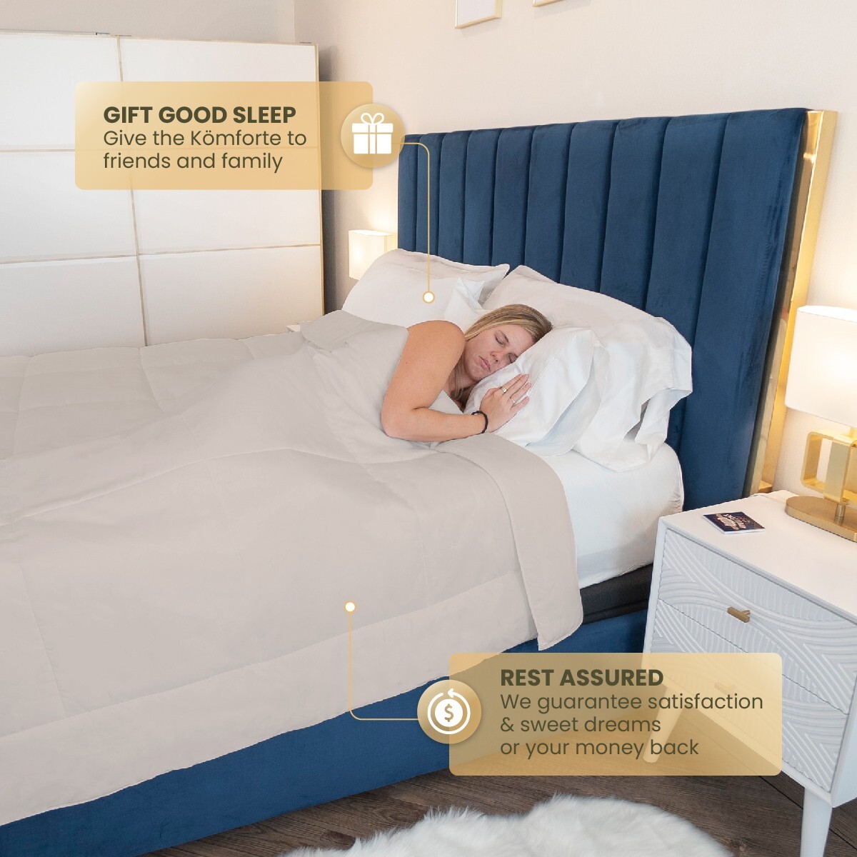 BEIGE KING KÖMFORTE Dual Zone Couples Comforter – Duvet Insert - For Him and Her gallery