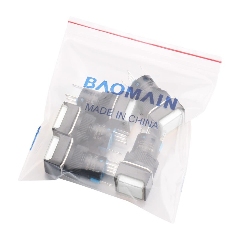 5/8" 16mm Momentary Push Button Switch Square Cap LED Lamp White Light DC 12V... gallery
