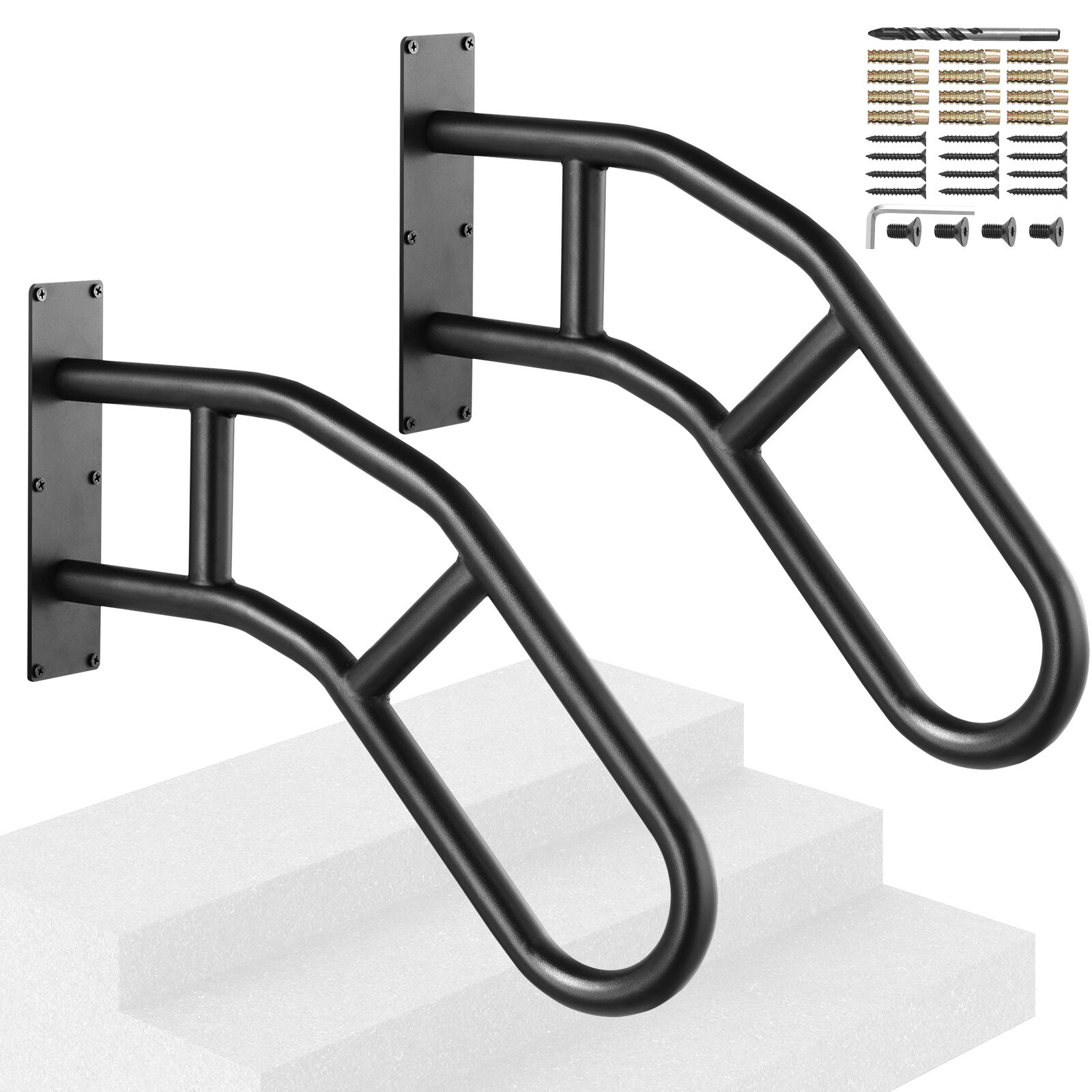 VEVOR 2 PCS Handrails for Outdoor Steps 29" Wall Mount Railings for 1-3 Steps gallery