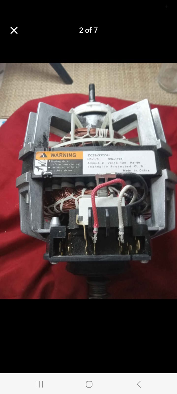 SAMSUNG CLOTHES DRYER MOTOR, FITS SEVERAL SAMSUNG DRYERS OF DIFFERENT MODELS gallery