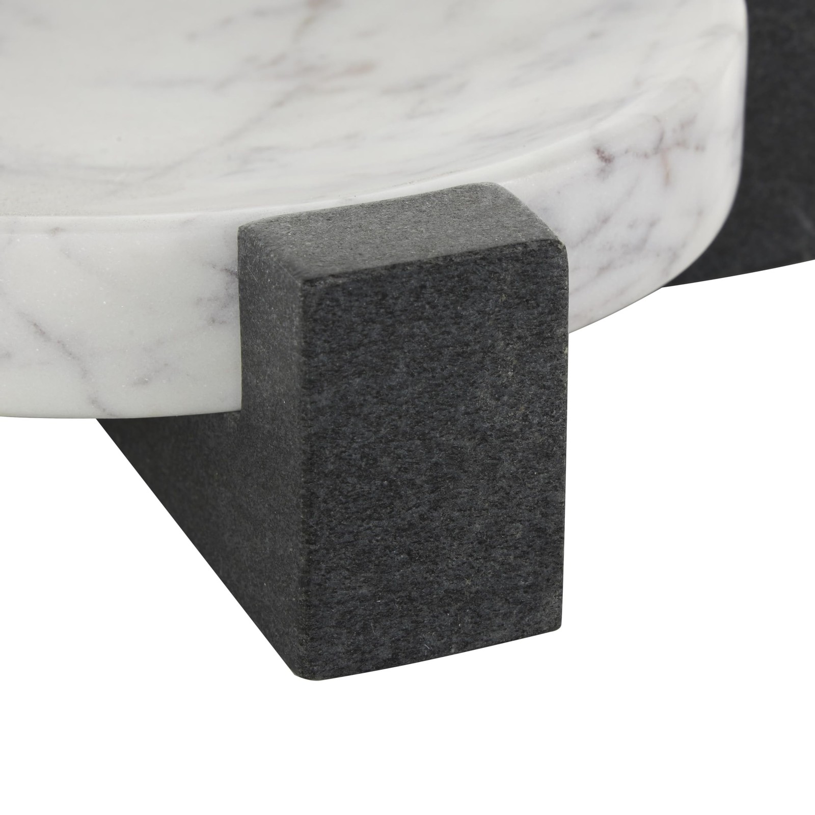 Deco 79 Marble Geometric Living Room Decor Tray Round Ottoman Tray with Black... gallery