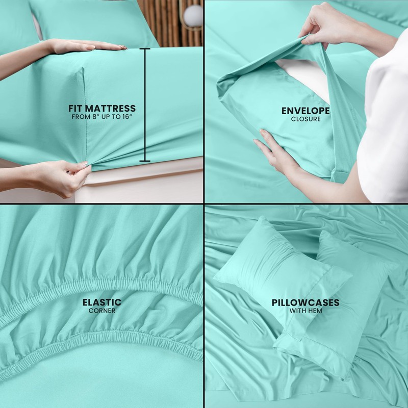 Utopia Bedding Queen Sheet Set – 4 Piece Bed Sheets for Queen Size Bed, Soft ... gallery