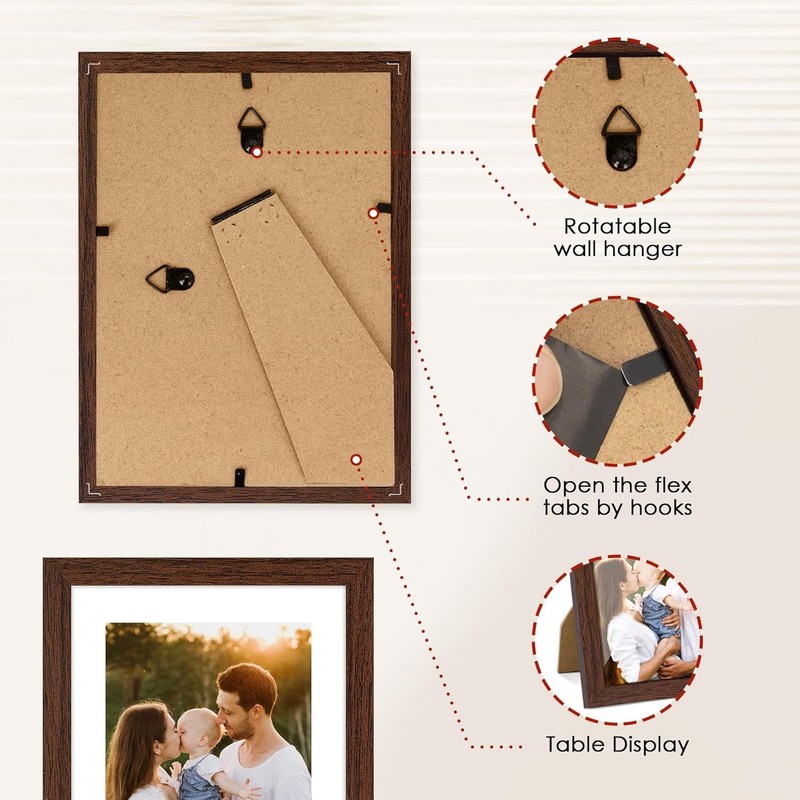 Versatile 2-Pack 5x7 Photo Frames with Plexiglass for Tabletop & Wall Display gallery