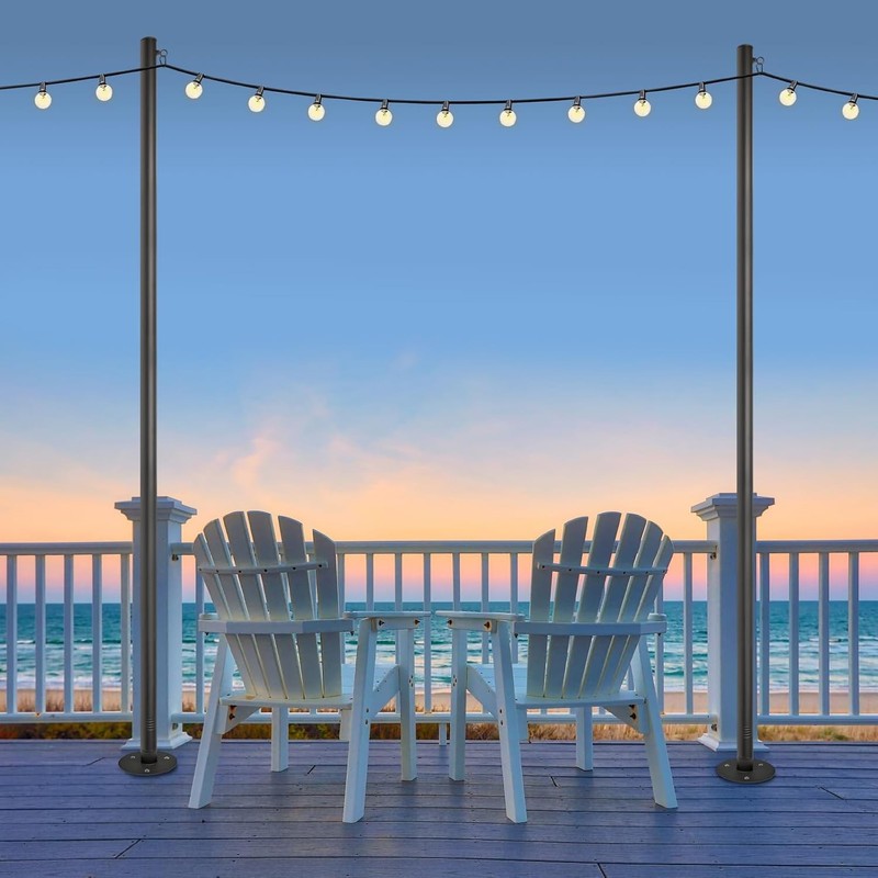 String Light Poles 4 Pack - 10 Feet Deck Mount (Wood/Concrete) gallery