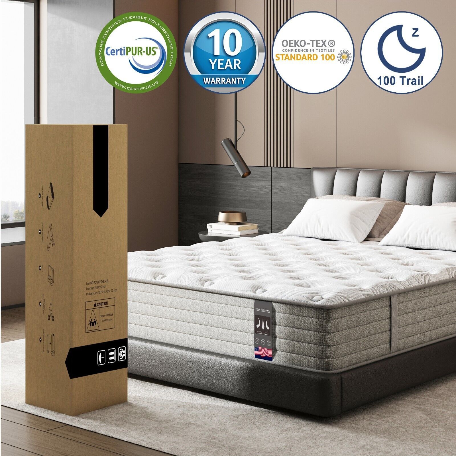 12" 14'' Twin Full Queen King Gel Memory Foam Hybrid Mattress, Mattress In A Box gallery