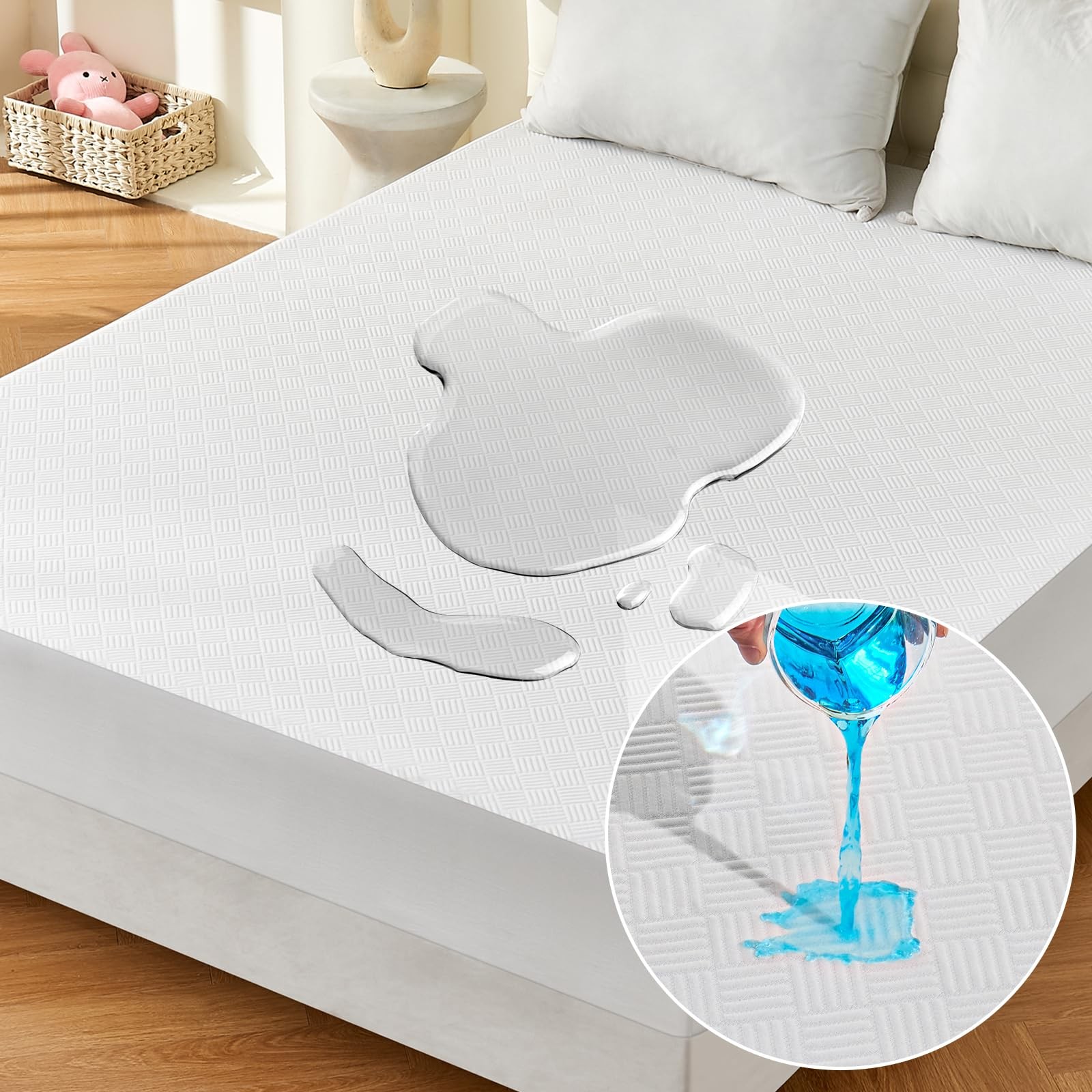 100% Waterproof Queen Mattress Protector, Breathable Cooling 3D Air Fabric Co... gallery