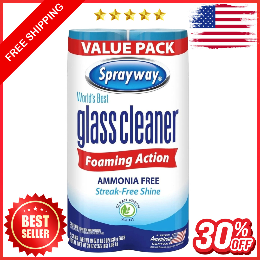 Sprayway Foaming Glass Cleaner 2 Pack Ammonia Free Streak Free Shine 19oz Value gallery