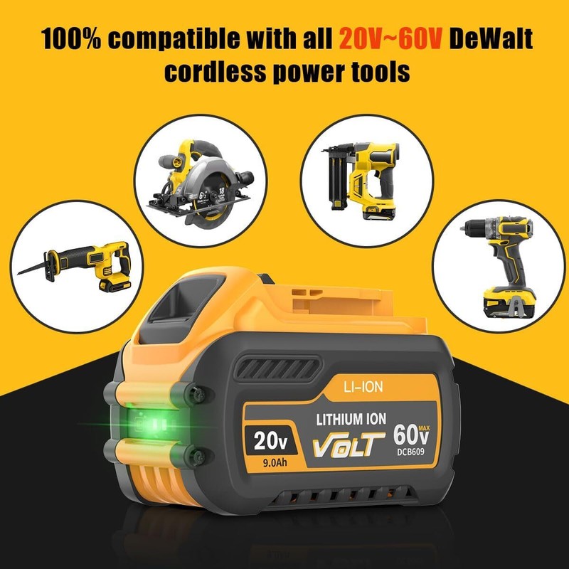 6 Pack DCB609-2 For DEWALT FLEXVOLT 20V/60V 12Ah 9Ah MAX Li-Ion Battery DCB606 gallery