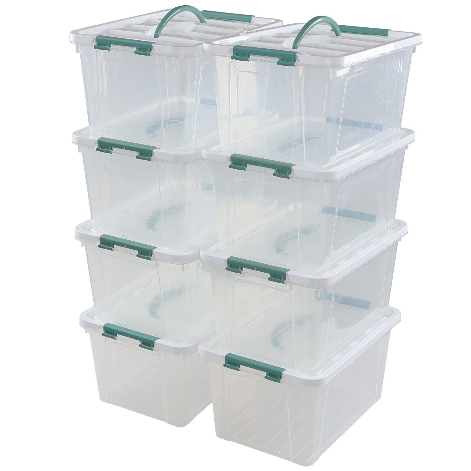 Kekow 14 Quart Latching Storage Box, Stackable Storage Bin with Lid, 8 Pack gallery