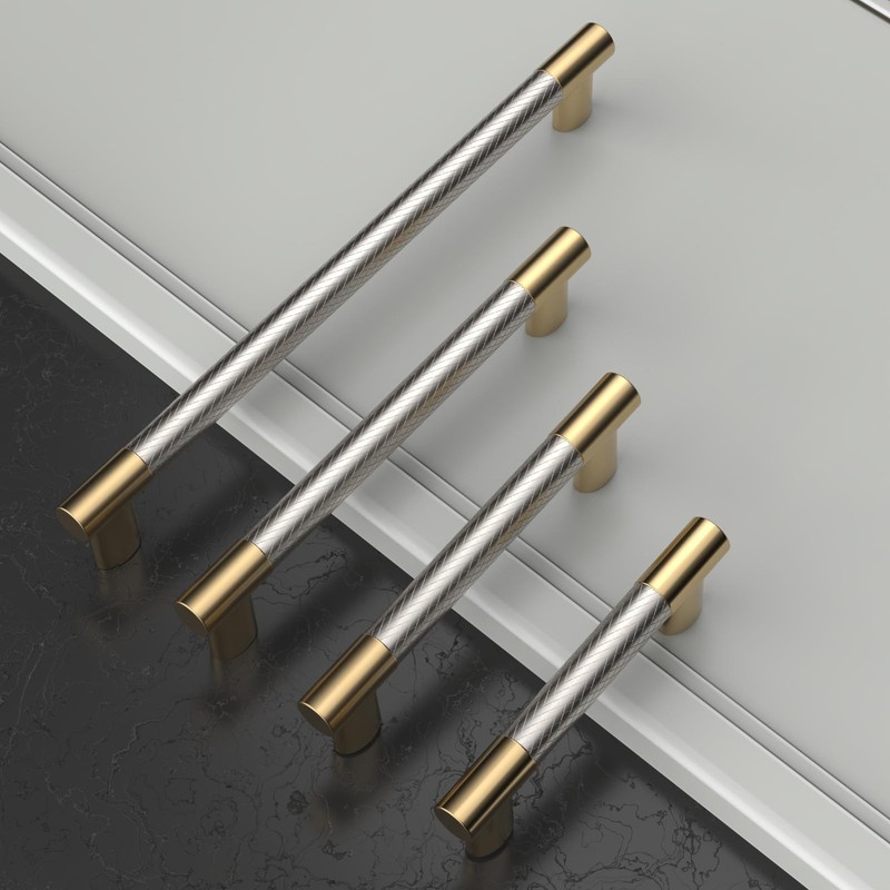 Amerdeco 10 Pack Cabinet Pulls 5 Inch 128MM Brushed Nickel Gold ZH0038 gallery