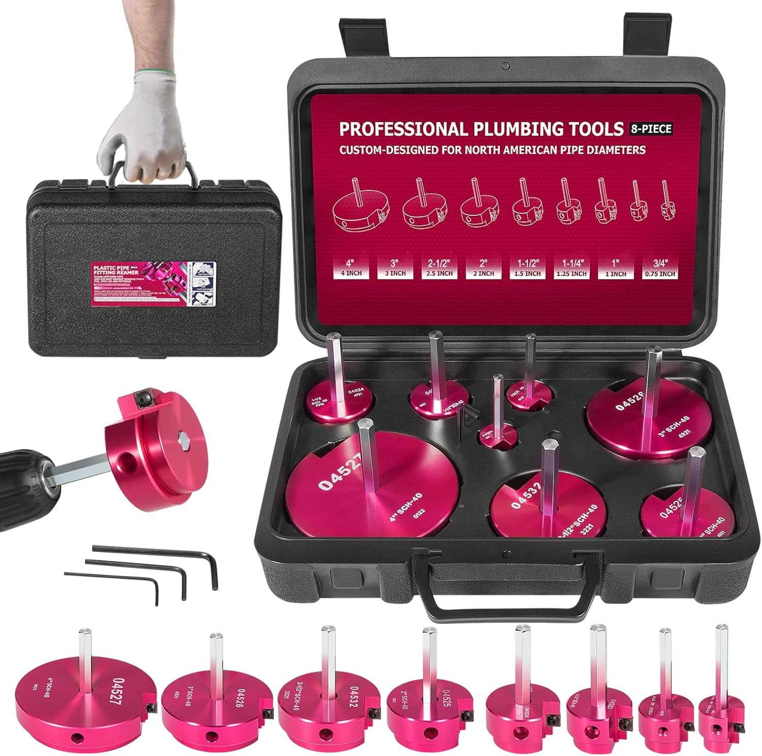 Premium 8 pcs PVC Pipe Reamer Kit - Complete Reamer Set, Fits Standard 1/2" gallery