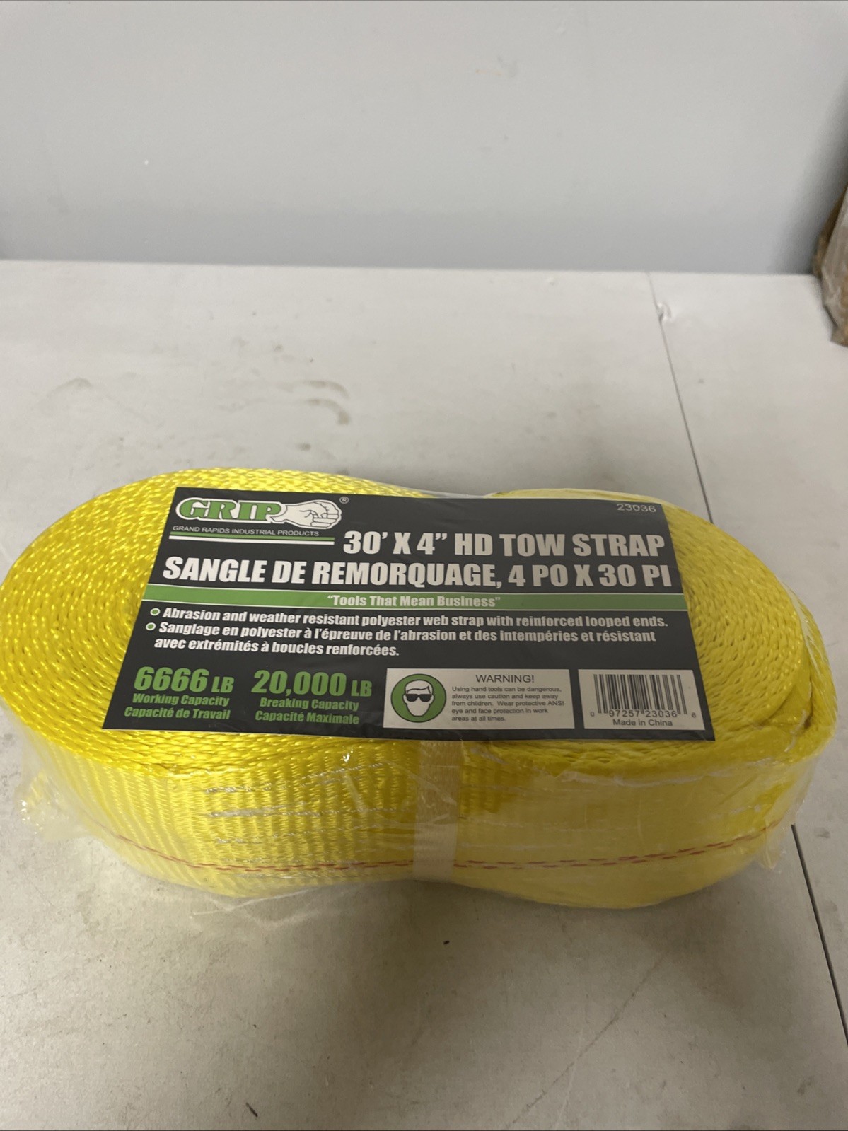 Grip 30' x 4" Tow Strap Looped Ends 23036 gallery