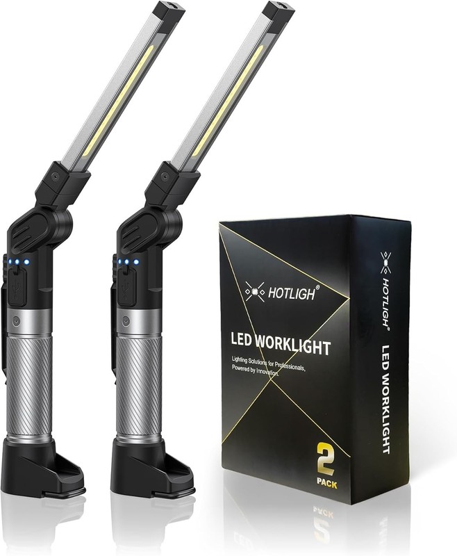 Work Light Rechargeable 800 Lumen Magnetic Foldable LED Flashlight 2 Pack gallery