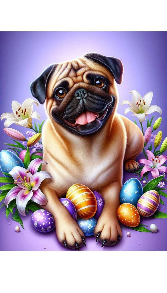 Pug Fawn Easter Holiday Flag gallery