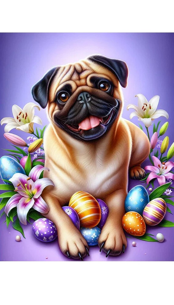 Pug Fawn Easter Holiday Flag