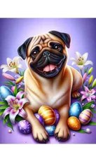 Pug Fawn Easter Holiday Flag