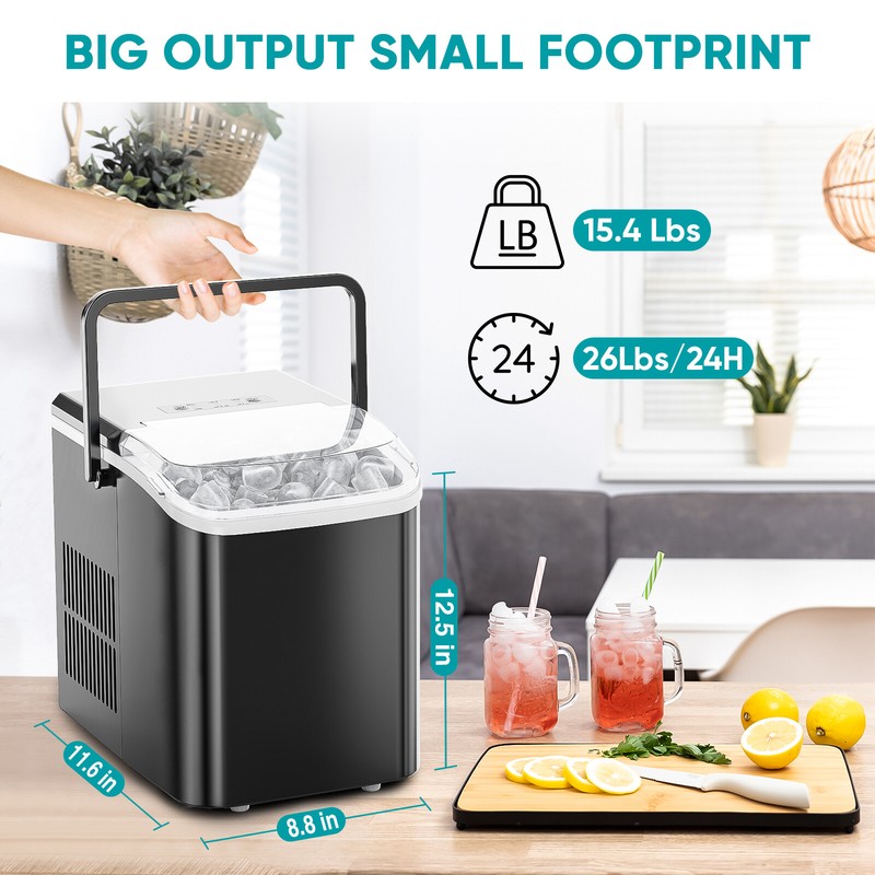 Countertop Ice Maker Machine Self-Cleaning Portable 9Pcs/6Min 26.5Lbs/24H gallery