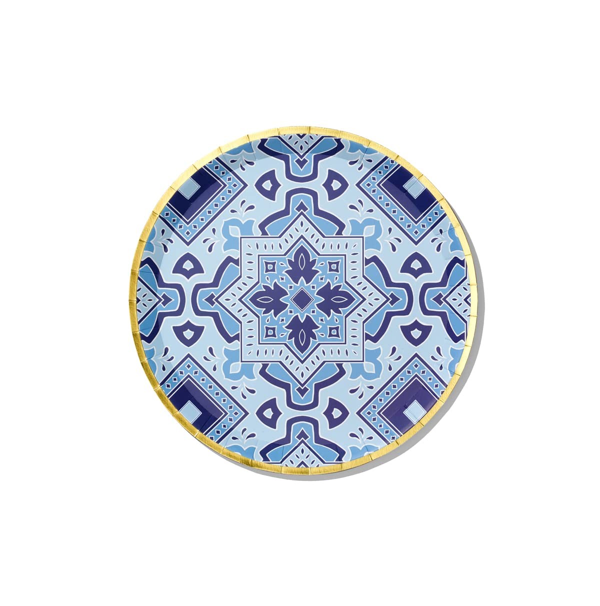 10 PCS Blue Gold Large Paper Plates Moroccan Navy Wedding Dinner 9.25 Inch gallery