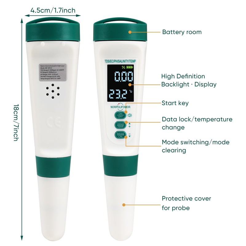 Pool Salt Tester,pH Meter with Audio, TDS/PPM Tester for Swimming Pool, Hot T... gallery