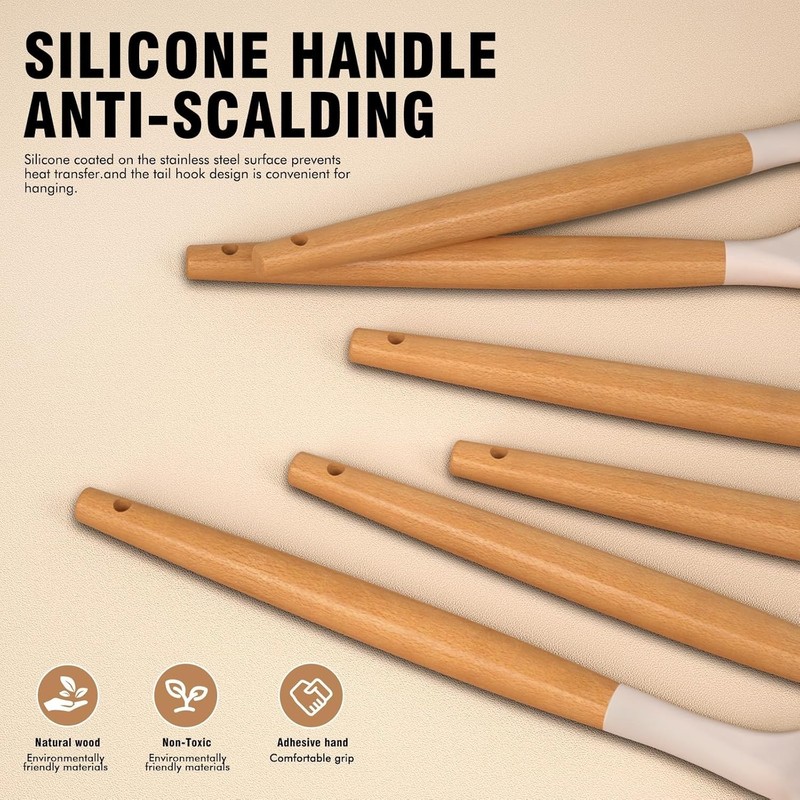 Elegant Silicone Cooking Utensils Set - Odorless, Heat Resistant & Easy to Clean gallery