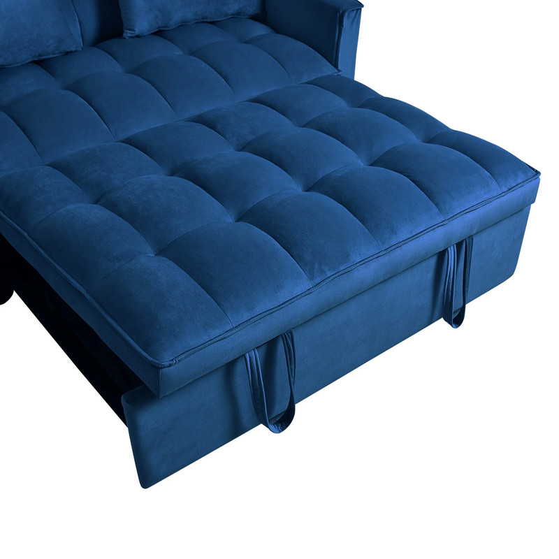 Convertible Sleeper Sofa Bed Pull Out Couch Adjustable Backrest Loveseat Blue gallery