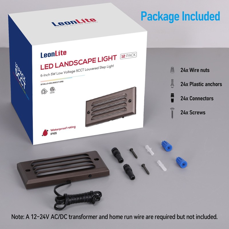 12-Pack Low Voltage Louvered LED Step Light, 3000K Warm White, Oil Rubbed Bronze gallery