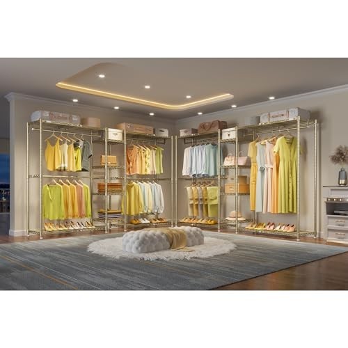 Expandable Clothes Rack Adjustable from 62 to 96 Inches 4 Shelves Storage gallery