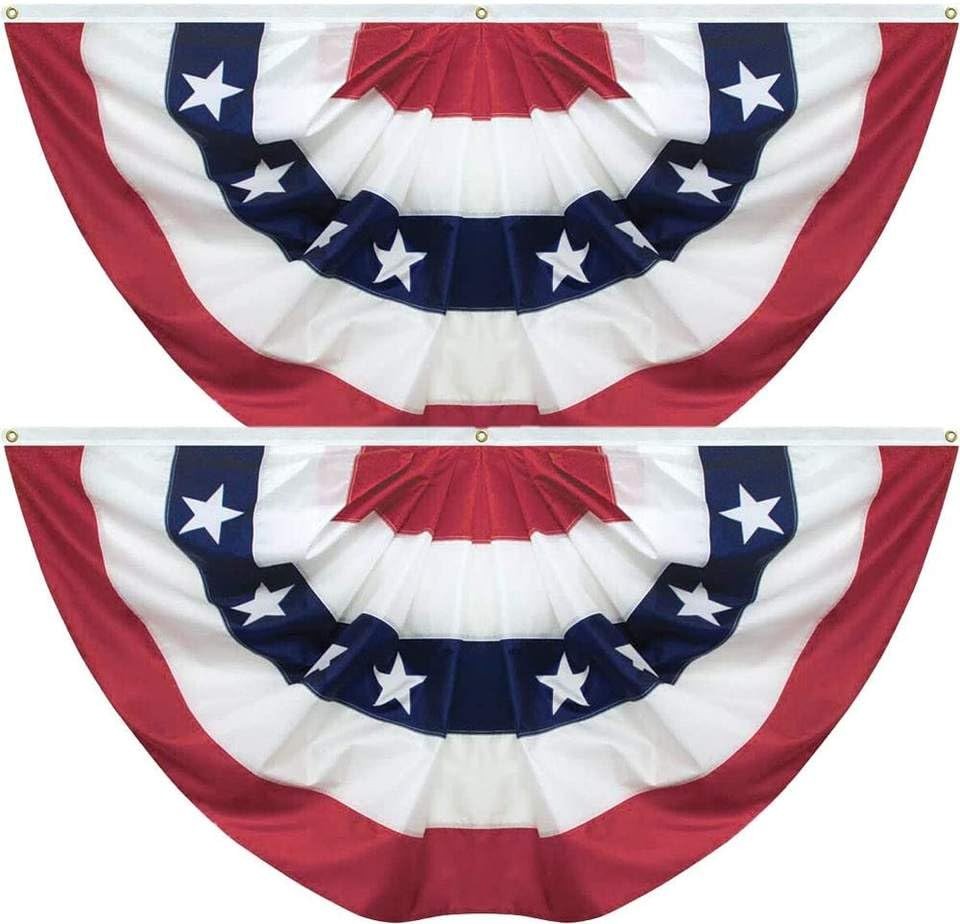 Pleated Fan Flag 2 Pack Patriotic American Bunting Flags for 4Th of July/Preside gallery