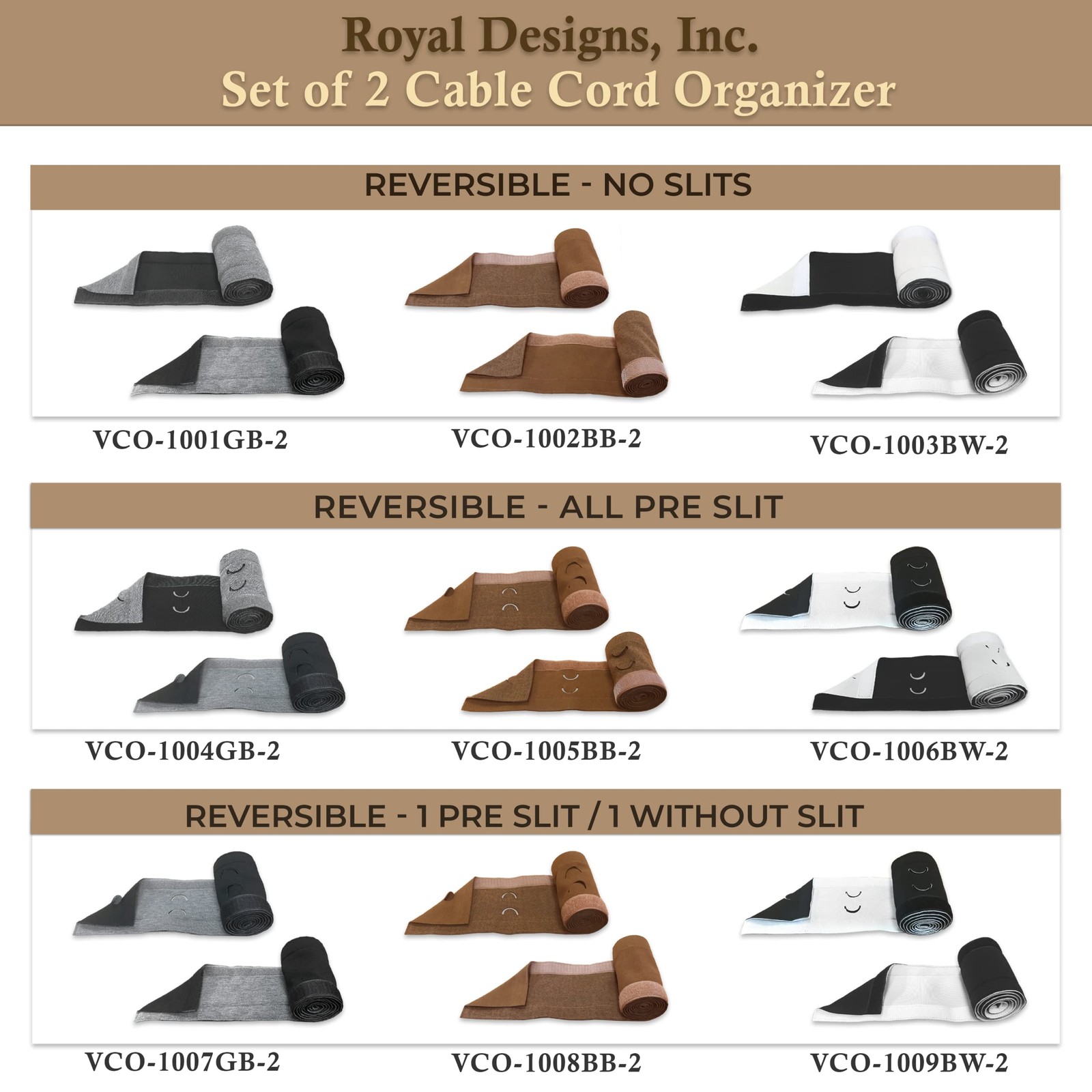 Royal Designs, Inc. VCO-1002BB-2 No Slit, Brown / Lt. Slit gallery