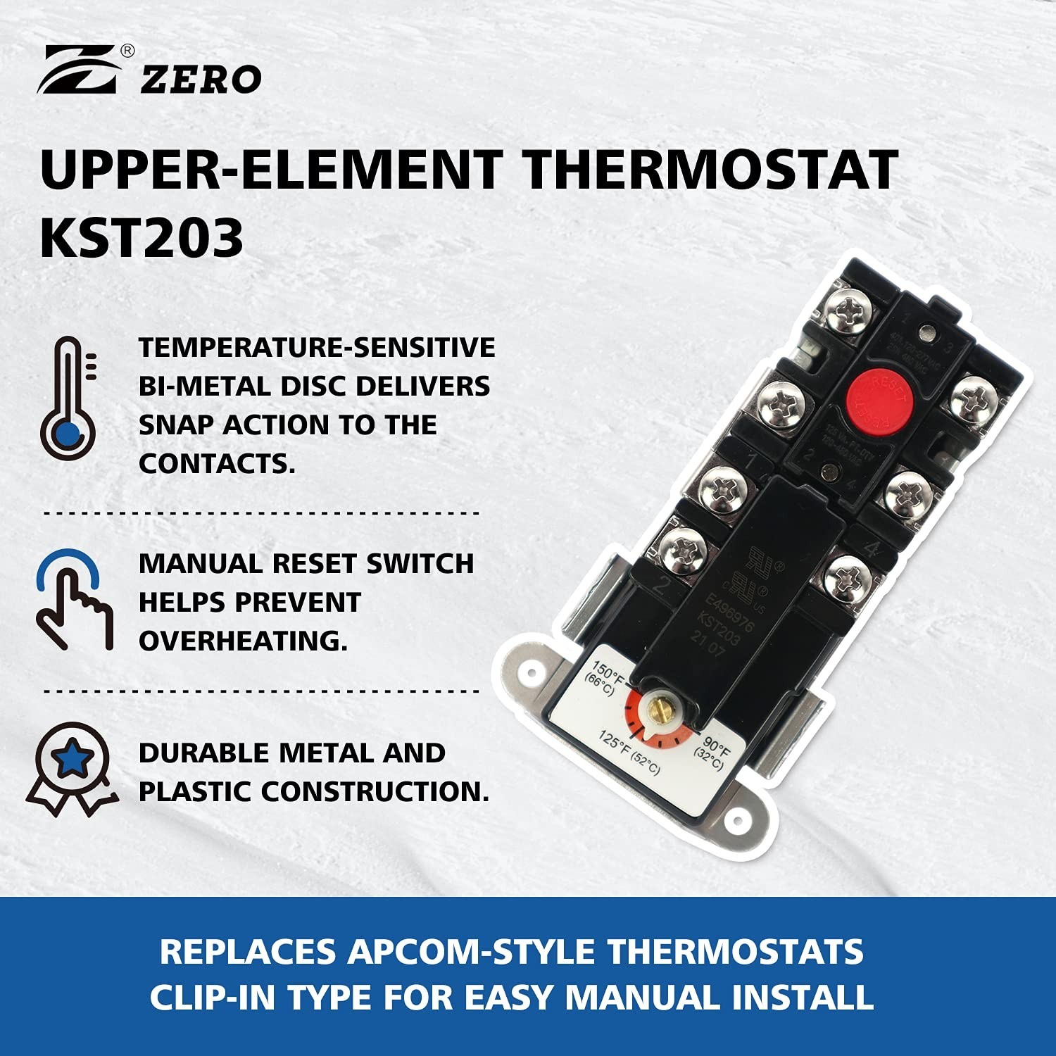 Zero KST203 Water Heater Thermostat,Upper Thermostat,UL certification,Black gallery