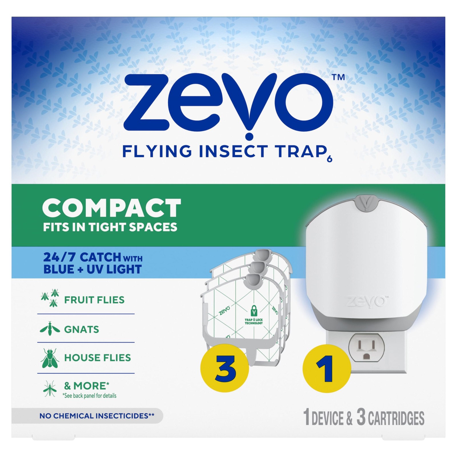 Zevo Compact Flying Insect Trap Kit with Refill Cartridges Plug in Indoor Bug gallery