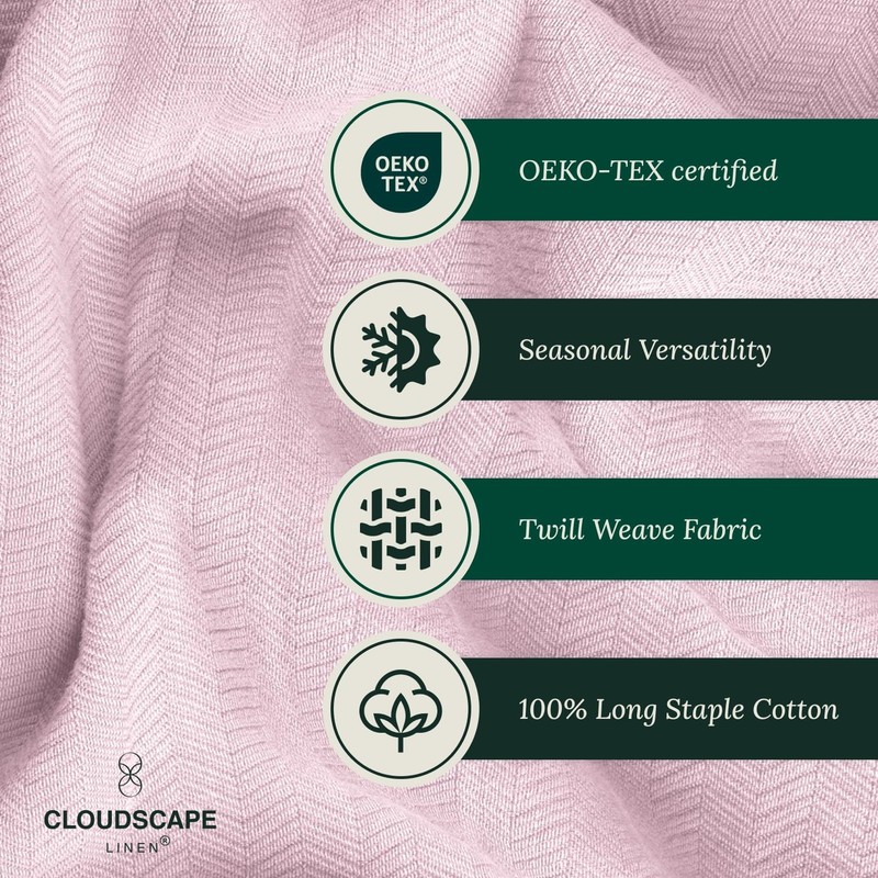Cloudscape Linen Cloudscape 100 Cotton King Size Blanket - Herringbone Weave - gallery