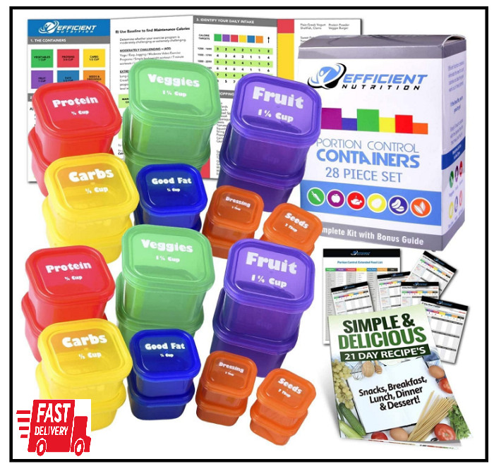 28 Pcs Fix Portion Control Containers Kit Beach Body Food Plan Diet Weight Loss gallery