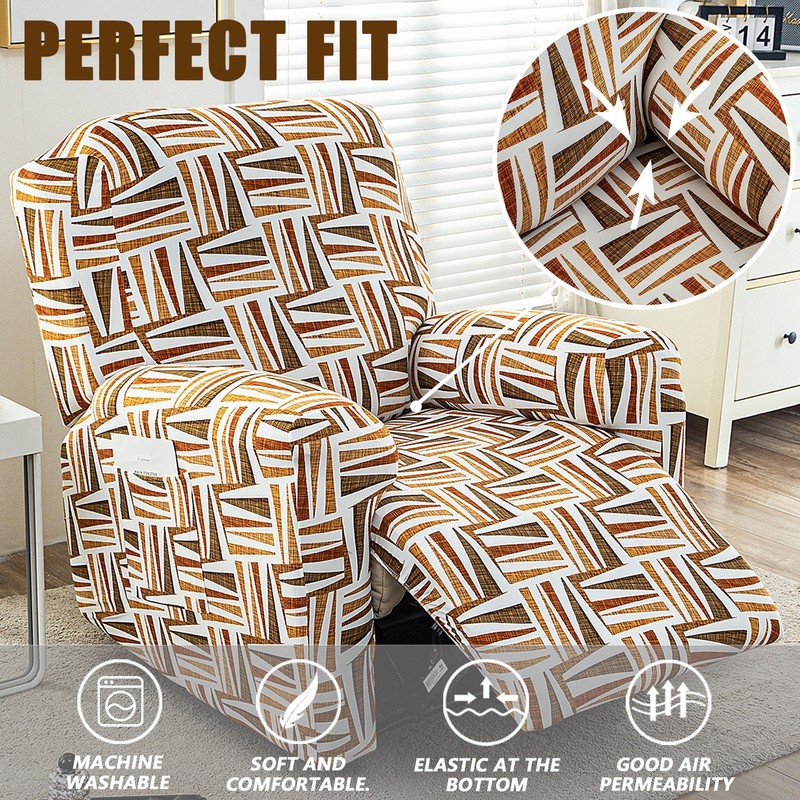 Printed Elastic Recliner Sofa Cover Side Pockets Home Decor Furniture Protection gallery