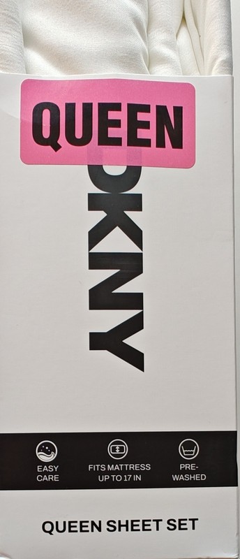 DKNY Sheet Set QUEEN Solid White Plain Easy Care 17" Deep Fit Polyester Pre-Wash gallery