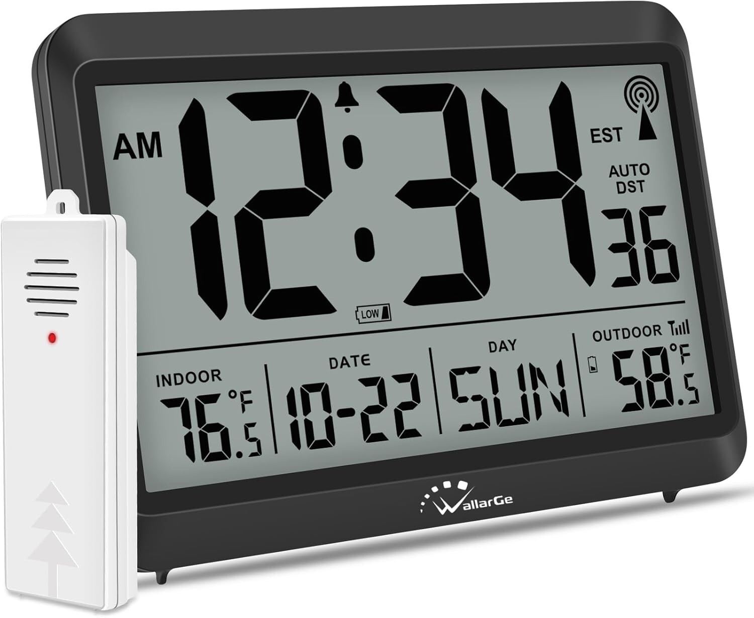 Atomic Clock with Indoor Outdoor Temperature, Self-Setting Digital Wall Clock gallery