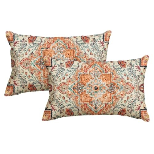 Boho Throw Pillow Covers, 12 x 20 Inch Bohemia 20" x 12" (Pack of 2) Orange gallery